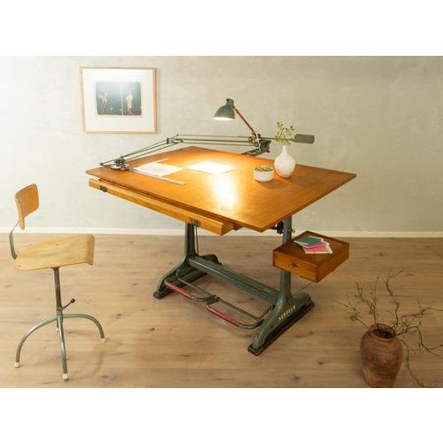 1950s Drafting Table, Nestler Made in Germany, Manufacturer: Nestler (branding on the frame) Width: 175 cm Height: 225 cm...