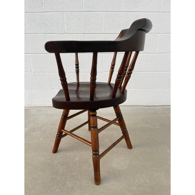 Vintage Windsor Inspired Pub Style Captain’s Chair For Sale - Image 9 of 15