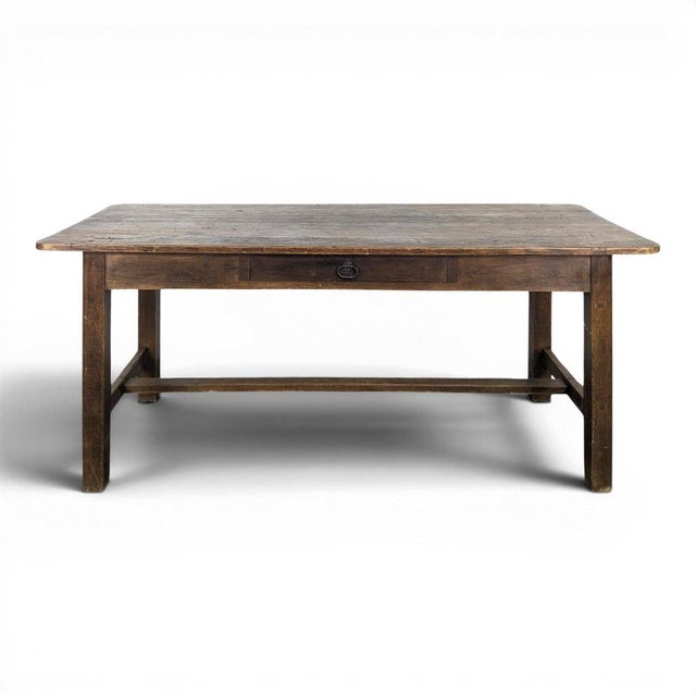 Wood Vintage Oak Farmhouse Table For Sale - Image 7 of 7