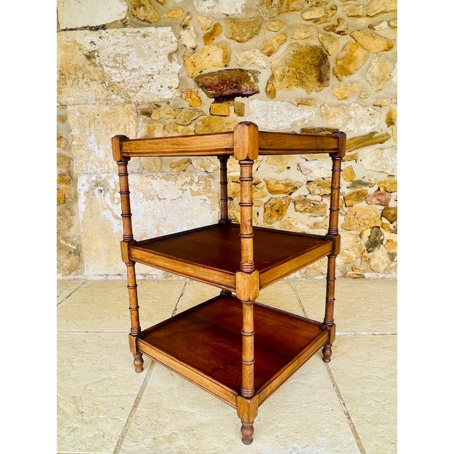 Three-Tiered Walnut Turned Wood Side Table, 1930s For Sale - Image 15 of 16