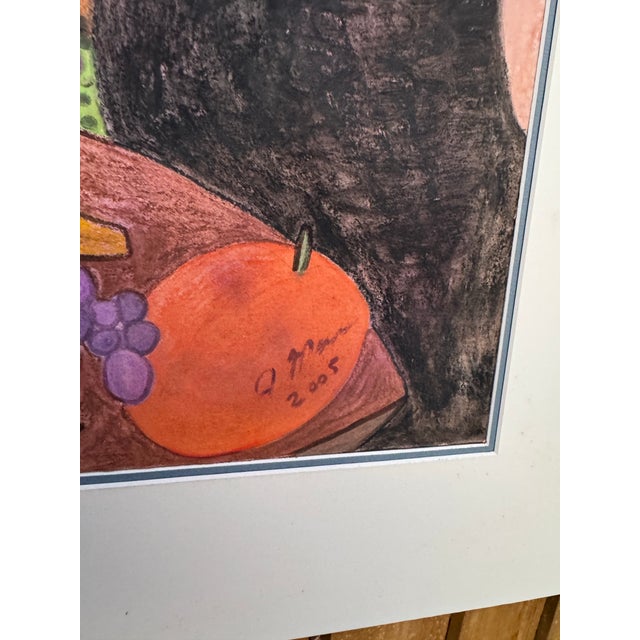 Jude Kirby Original “Leona” Contemporary Expressionism Oil Pastel on Paper- Framed For Sale - Image 4 of 5