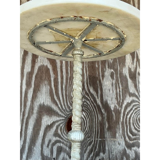 Late 20th Century Vintage Boho Patinated Feathers Drinks Table For Sale - Image 5 of 9