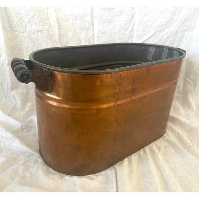 Rustic European Vintage Copper Boiler Wash Bucket For Sale - Image 4 of 10
