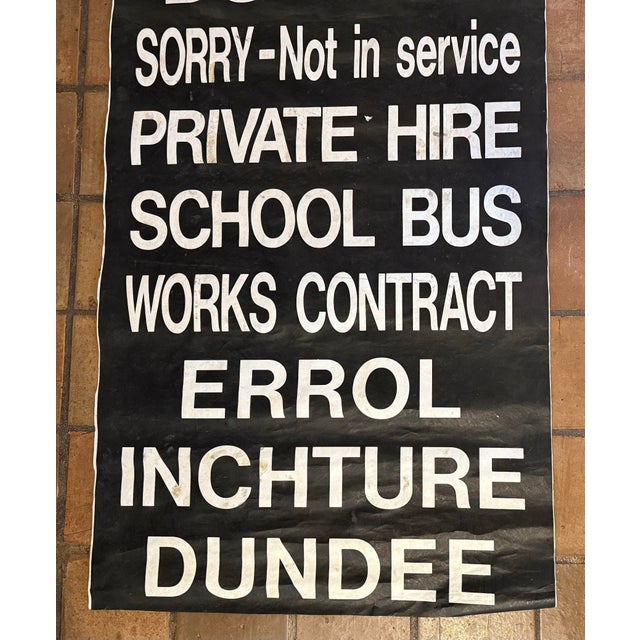 English Black and White Monumental Vintage 1990’s Scottish Transportation Bus Destination Roll Sign For Sale - Image 3 of 12