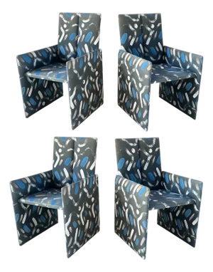 Vladimir Kagan for Preview Hand Painted Fabric Dining Chairs