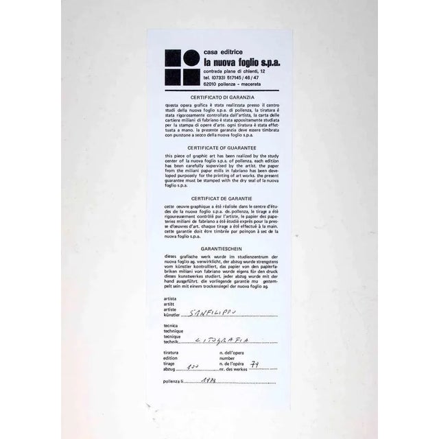 Abstract Composition is an original lithograph artwork realized by Antonio Sanfilippo in 1971. Hand-signed and dated in...