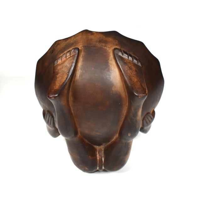 Mid 20th Century Hand Wood Carved Oriental Man Holding Bowl Ashtray For Sale - Image 10 of 12