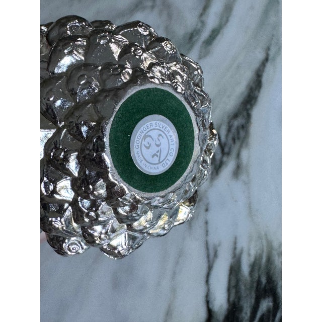 Silver Vintage Godinger Silver Plated Pinecone Motif Taper Candle Holder For Sale - Image 8 of 11