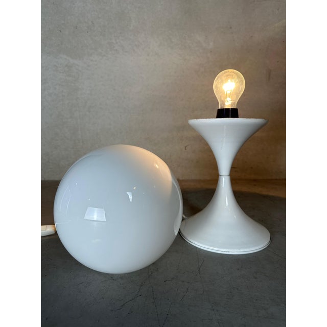 Vintage Tulip Table Lamp in Metal and Opaline For Sale - Image 4 of 10