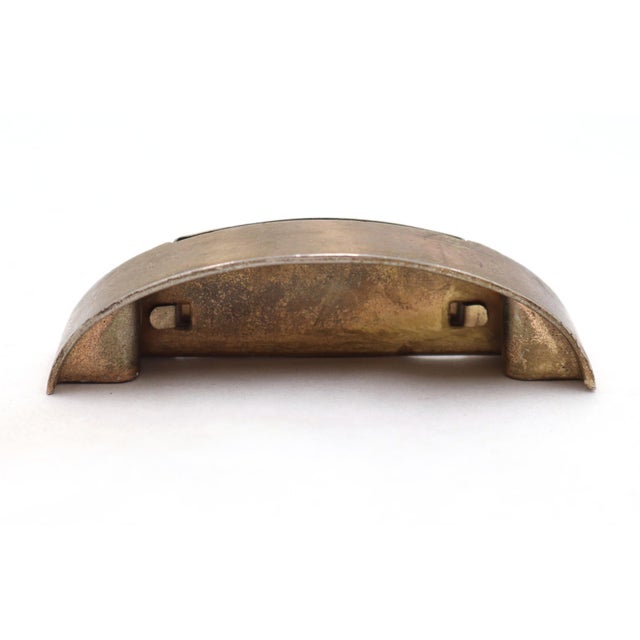 Reclaimed Brass Semi Circle Drawer Bin Pull With Label Slot For Sale - Image 6 of 6