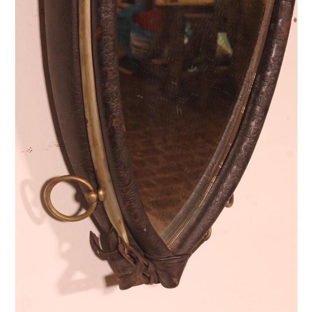 Animal Skin Mirror in Leather Horse Harness, 1890s For Sale - Image 7 of 10