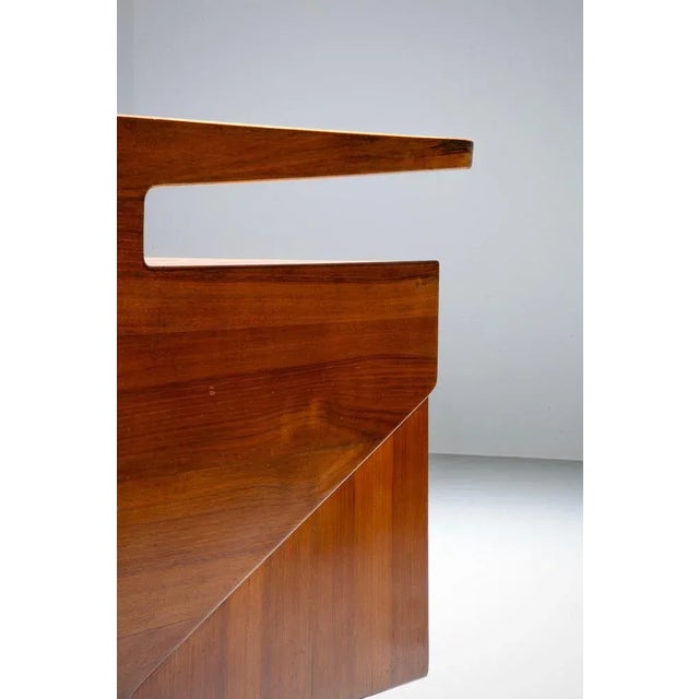 Wood Writing Desk in Walnut and Glass attributed to Silvio Cavatorta, Italy, 1950s For Sale - Image 7 of 13