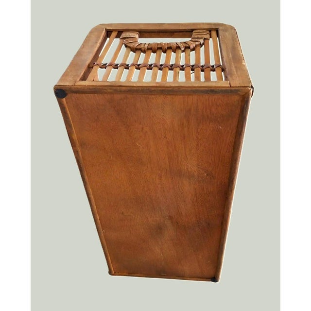Mid 20th Century Wooden Rattan Divided Basket Caddy With Handles - Storage, Decor, Office Accessory For Sale - Image 13 of 13