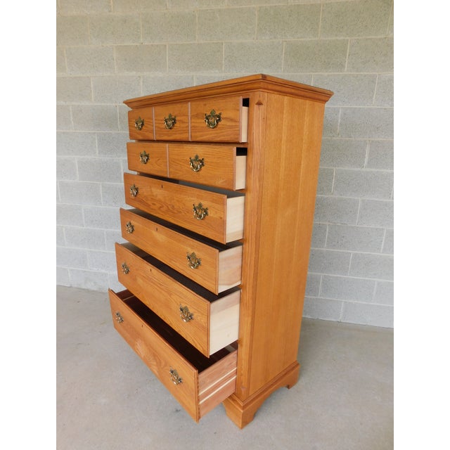 Thomasville American Oak Collection Georgian Style Tall Chest For Sale - Image 10 of 15