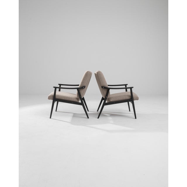 Black 1960s Czech Upholstered Armchairs, a Pair For Sale - Image 8 of 12