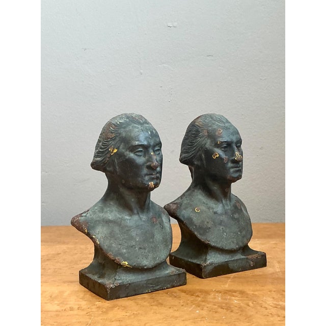 Vintage Patinated Busts of George Washington - A Pair For Sale - Image 13 of 18