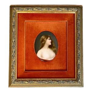 Hutschenreuther German Painting on Porcelain of a Beauty, Signed Wagner