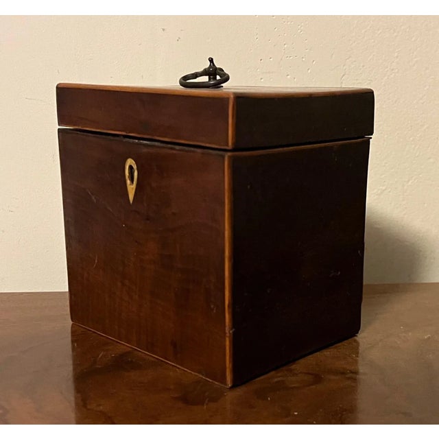 Small Antique 18th Century George III Mahogany Tea Caddy For Sale - Image 10 of 12