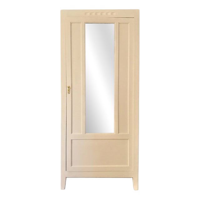 Vintage Parisian Wardrobe and Mirror, 1940s For Sale