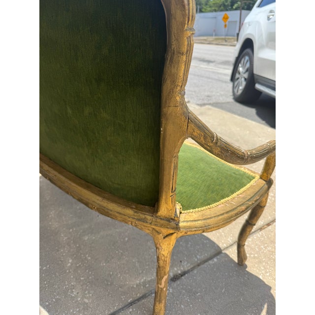 Green Old Faux Bamboo Italian Settee For Sale - Image 8 of 10