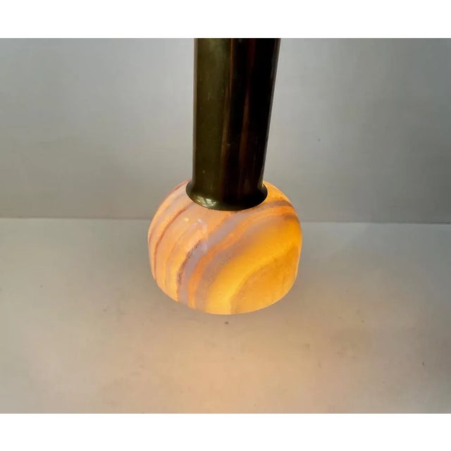 Modern Italian Onyx Marble and Brass Pendant Lamp, 1970s For Sale - Image 4 of 8