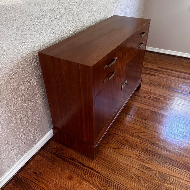 Tommi Parzinger for Charak Mid Century Sideboard in Banded Mahogany For Sale - Image 10 of 10