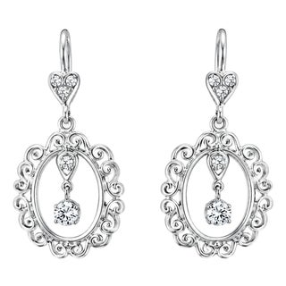 Late 19th Century 14K White Gold Diamond Dangle Drop Antique Estate Earrings, Pair For Sale
