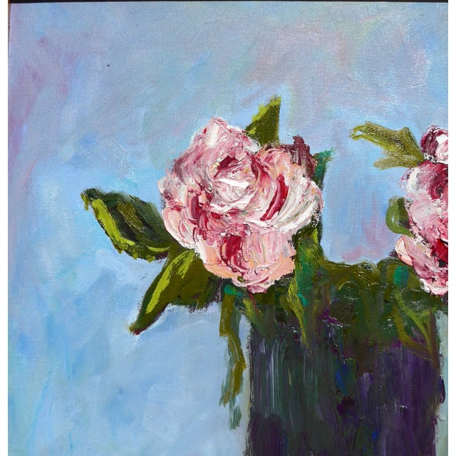 2020s French Roses With Pink" Contemporary Still Life Oil Painting by Martha Holden, Framed For Sale - Image 5 of 6
