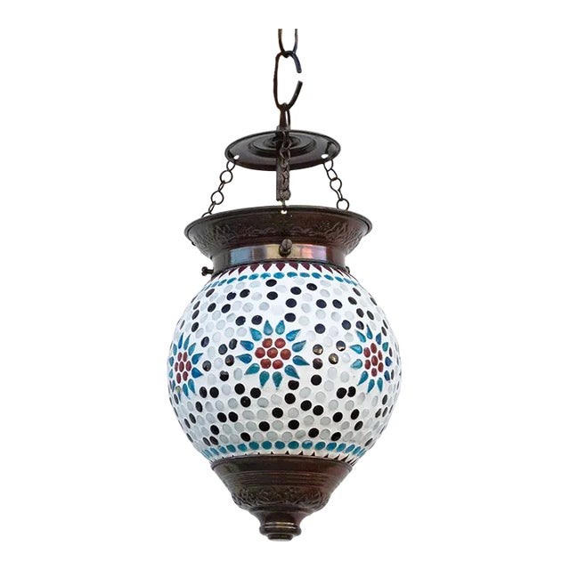 Small Geometric Floral Hanging Lantern For Sale