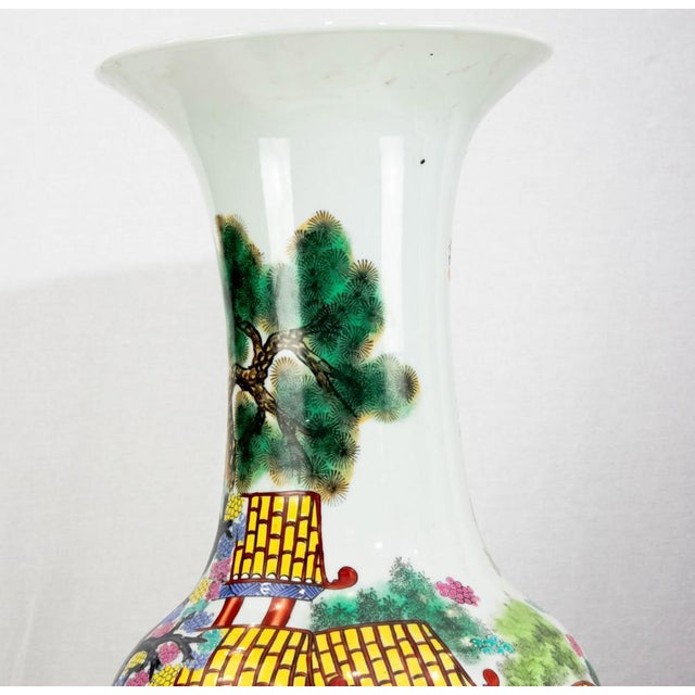 Vintage Chinese Cantonese Canton Porcelain Vases Urns, Set of 2 For Sale - Image 3 of 10