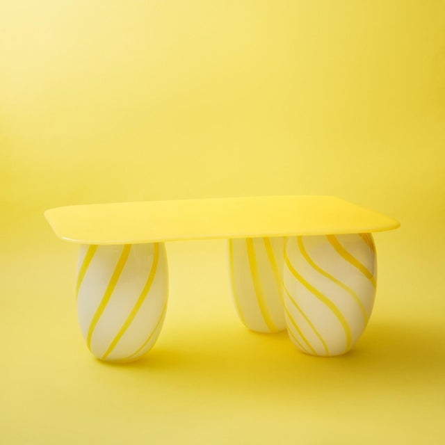 Medium-Height Candy Coffee Table with Plain Glass Top by Studio Berg For Sale - Image 4 of 15