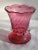 Pattern: Swirl Color: Cranberry w/ Crystal Collar Manufacturer: Pilgrim Date Produced: 1980s Shape: Ruffle Edge Bud Vase...