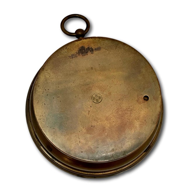 Brass Fine Antique Brass Ships Holosteric Barometer & Thermometer by Pertius,Hulot,Bourgeois & Naudet Paris France For Sale - Image 8 of 18