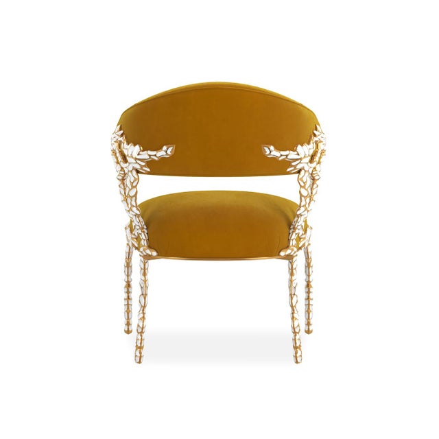 Modern Chair in Gold Velvet For Sale - Image 4 of 6