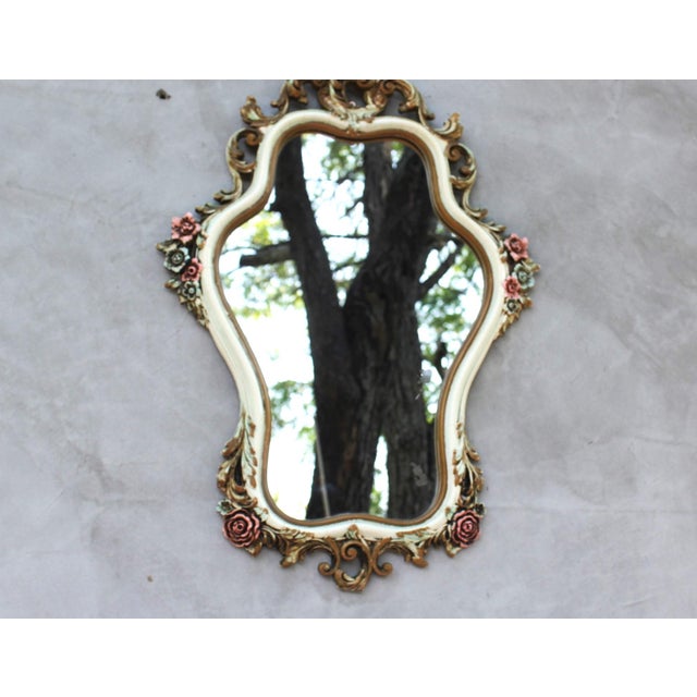 Vintage Baroque Floral Ornate Wall Mirror with Console Shelf, 1970s, Set of 2 For Sale - Image 3 of 14