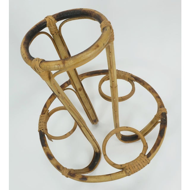 Mid-Century Tiki Plant Stand in Bamboo Rattan, 1950s For Sale - Image 11 of 11