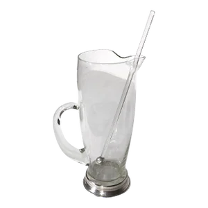 Mid Century Art Deco Hollywood Regency Glass and Sterling Cocktail Pitcher