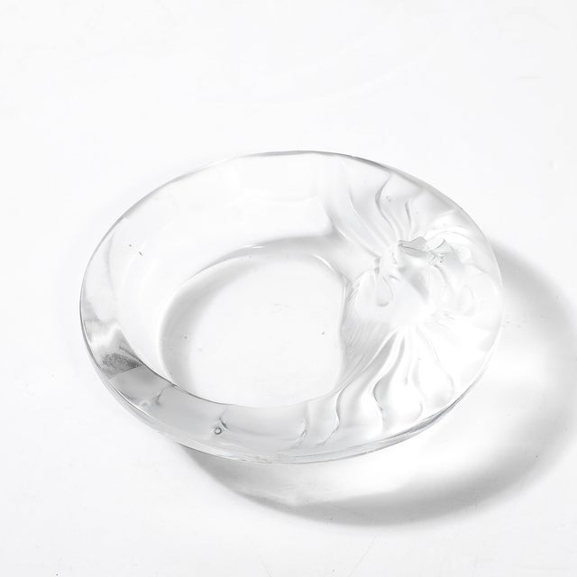 Off-white Vintage Lalique Tete De Lion Glass Dish For Sale - Image 8 of 15