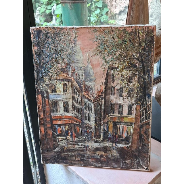 Post Impressionist Sunset in Paris, Basilica of the Sacred Heart of Montmartre, 1960s, Oil on Canvas For Sale - Image 11 of 12