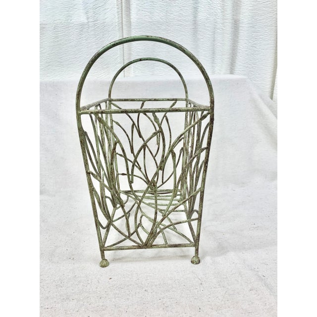 Vintage Metal Magazine Holder For Sale - Image 4 of 8