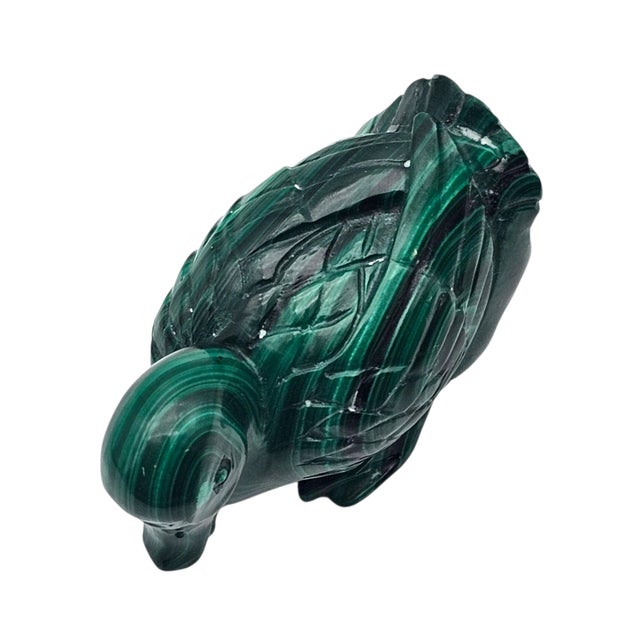 Green Hand-Carved Natural Malachite Duck Figurine For Sale - Image 8 of 12
