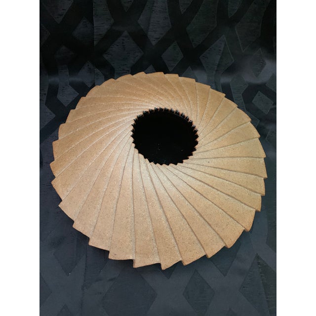 Tan 1970s Vintage Native American Handmade Round Spiral “ufo” Shaped Sculpture Vessel For Sale - Image 8 of 13