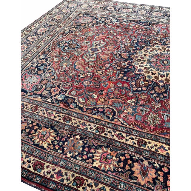 Glowing Antique Persian Mashad, Northeast Persia C. 1940's | Timeless Beauty With Blooming Jewel Flora For Sale - Image 4 of 4