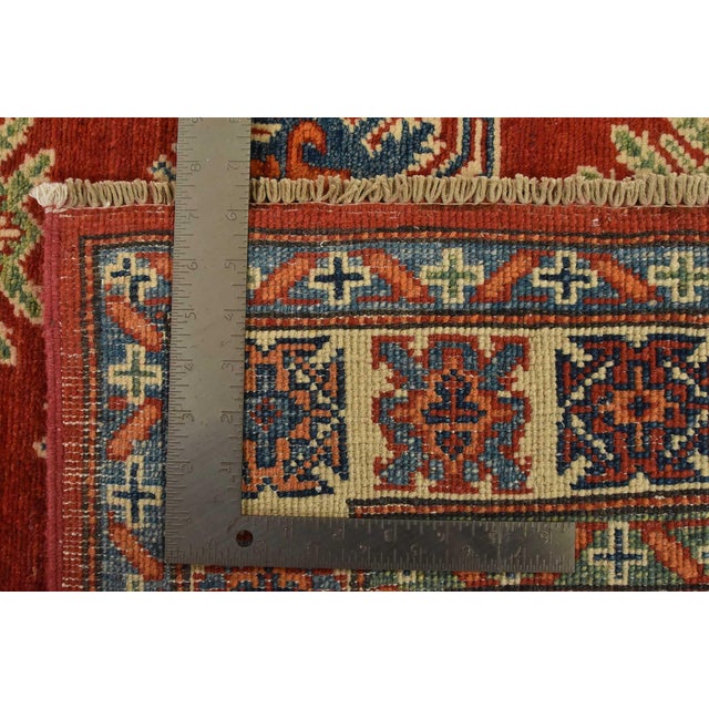 Kazak Rug 3’11” X 5’3” Red Wool Tribal Hand-Knotted Oriental Carpet For Sale - Image 12 of 12