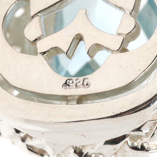 Modern Slane Blue Topaz Basketweave Enhancer, Sterling Silver, Length 1.5 In For Sale - Image 3 of 5