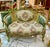 French Luxury French Louis XV Loveseat With Sage Green Velvet, Floral Damask & Hand-Gilded Cherub Frame For Sale - Image 3 of 4
