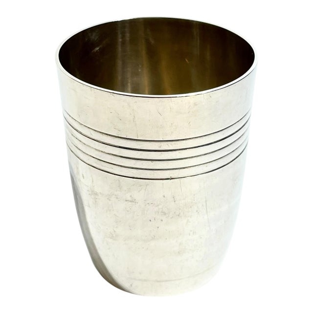 Metal Set of 3 French Art Deco Silver Cups or Matchstick Holders Including One by Maison Lancel For Sale - Image 7 of 12