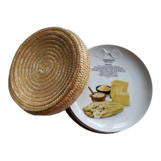 1960s Hutschenreuther Cheese & Cracker Asparagus Plates in Basket, 6 Pieces For Sale
