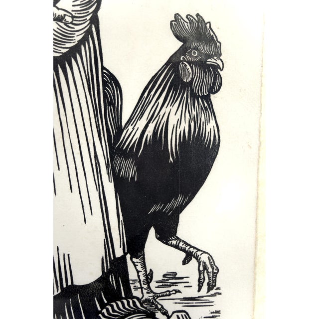 French Artist, Peasants, 1970, Woodcut Prints, Set of 2 For Sale - Image 6 of 13