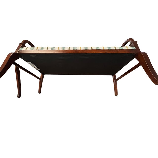 Vintage Regency Style Mahogany Settee With Striped Upholstery For Sale - Image 11 of 11